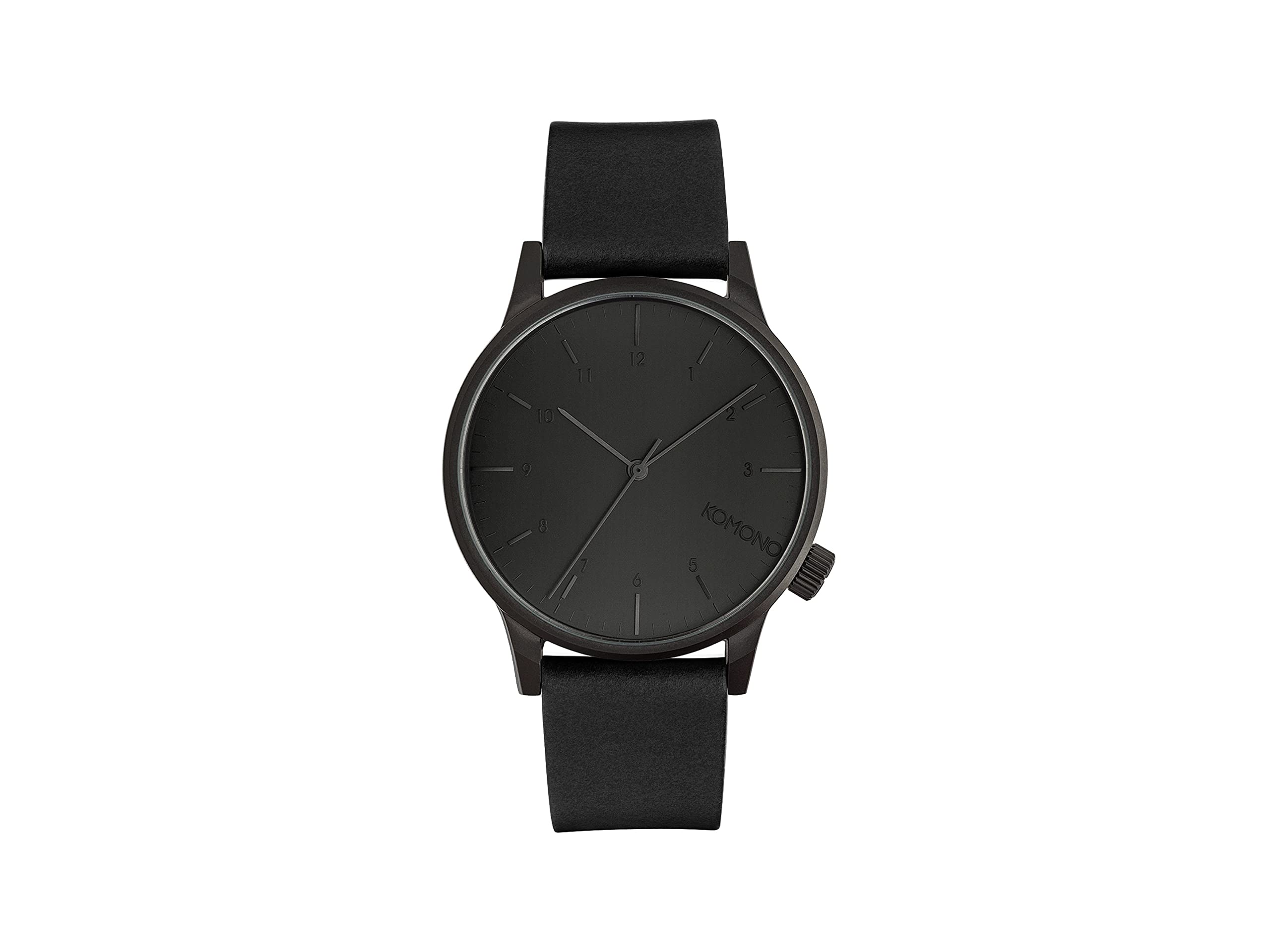 KOMONO Winston Regal All Black Men's Japanese Quartz Analogue Watch with Leather Strap