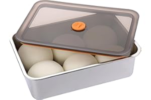 BSTKEY Pizza Dough Proofing Box, Stainless Steel Rectangle Food Storage Box Container with Leak Proof & Airtight Lid, 11.8 x 8.3Inch Large Capacity Household Pizza Dough Container