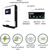 Tecnoware Solar Hybrid Inverter 1200VA Pure Sine Wave MPPT 15-80V Charger view 2