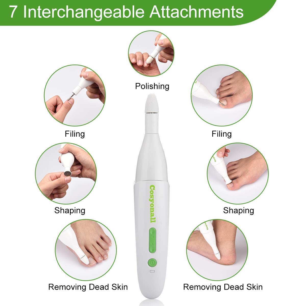 Manucure éléctrique, COSYONALL Ponceuse pour Ongles, Ponceuse à ongles professionnel avec 7 meuleuses - Kit de manucure pédicure, Lime à ongles avec Trousse de manucure