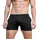 Linemoon Men's Solid Cotton Sleep Bottoms Fashion Simple Active Shorts
