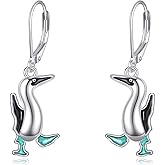 YAFEINI Blue Footed Booby Earrings 925 Sterling Silver Bird Dangle Earrings Cute Blue Footed Booby Bird Jewelry Gifts for Women