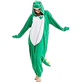 globazoe Unisex Animal Green Dragon Onesie Costume Dinosaur Halloween Cosplay Costume Christmas Pajamas for Family Adults