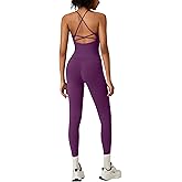 RXRXCOCO Strappy Back Workout Sets for Women 2 Piece Padded Tank Tops Hidden Scrunch Butt Lifting Leggings with Pockets