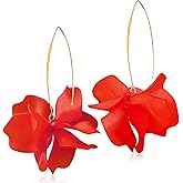 GPASTG Handmade Bohemian Acrylic Flower Petal Dangle Drop Earrings Long Big Rose Floral Earrings for Women