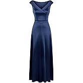 MUXXN Women's Vintage 50s Peter Pan V Neck Wedding Prom Party Floor Length Dress