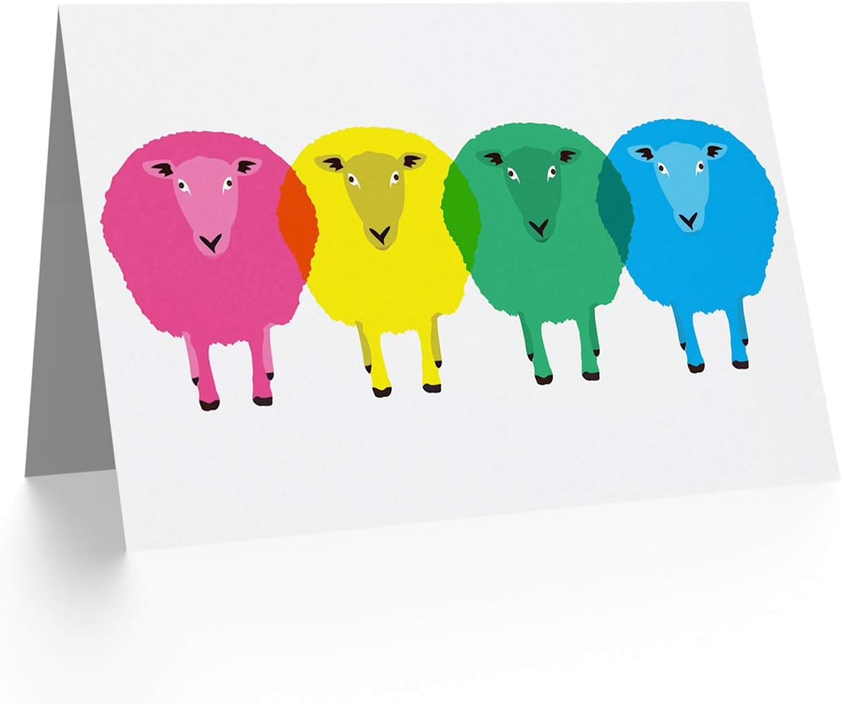 Wee Blue Coo CUTE COLOURFUL CARTOON SHEEP BIRTHDAY ART GREETINGS GREETING CARD GIFT, green|beige|pink|blue|yellow, 12.5 x 17.5 cm - Image 3