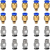 Ewigkeit PC4-M6 Pneumatic Fitting Push to Connect + PC4-M10 Straight Quick in Fitting for 3D Printer Bowden Extruder (Pack of 20pcs)