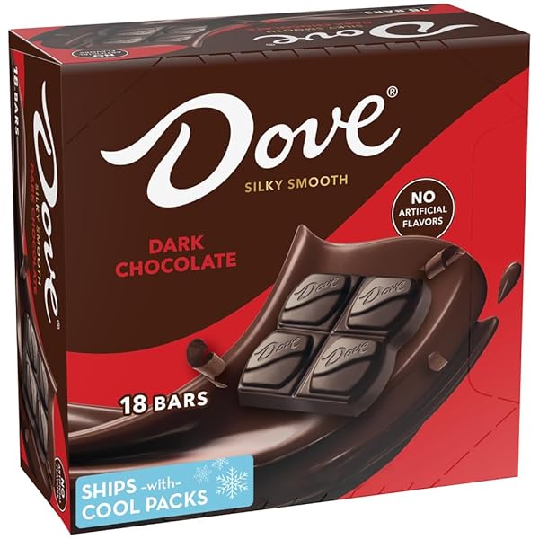 DOVE DARK CHOCOLATE CANDY BARS, FULL SIZE CANDY BARS, SUITABLE FOR SNACKING, PARTIES, AND GIFT BASKETS, 1.44 OZ (PACK OF 18)