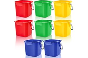 Irenare 8 Pcs Sanitizing Bucket 3 Quart Cleaning Pail Small Detergent Square, Spout and Handle Plastic Utility Sanitizer Buckets for Restaurant Kitchen Home Offices (Multicolor)