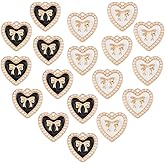 SUPERFINDINGS 20Pcs 2Colors Light Gold Heart with Bowknot Charm Tone Alloy Enamel Bow Pendants Rhinestone Bowtie Charms with Plastic Imitation Pearls for Handmade Jewelry Making Crafts, 21x21mm
