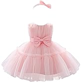 Baby Girl Tulle Dress Flower Design Sleeveless Princess Dress Bowknot Tutu Dresses with Headwear