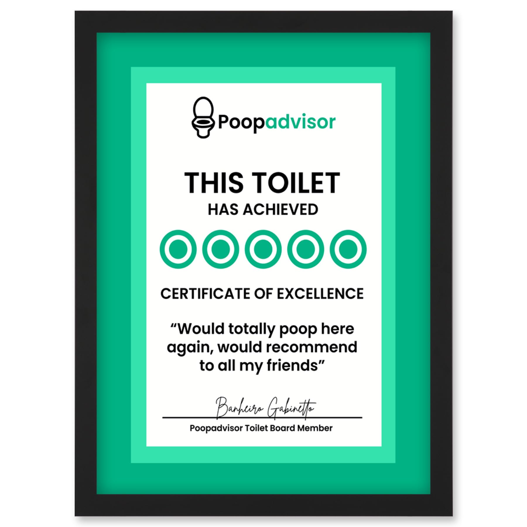 Funny Bathroom Wall Art Five Stars Poop Advisor Toilet Sign Bathroom Decor Artwork Framed Wall Art Print A4