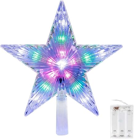 Crazyfire Etoile De Noel Led Pour Sapin 95 Pouces à Cinq Branches Etoile Sapin Multi Mode De Changement Pour Cime Des Arbres Lampe De Décoration