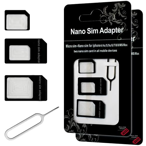 Pack 2 Nano SIM Card Adapter, Converter Kit Nano to Micro SIM/Standard ...