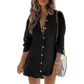 Womens Beach Cover Up Button Down Shirts Summer Cotton Gauze Tops Long Sleeve Bikini Swimsuit