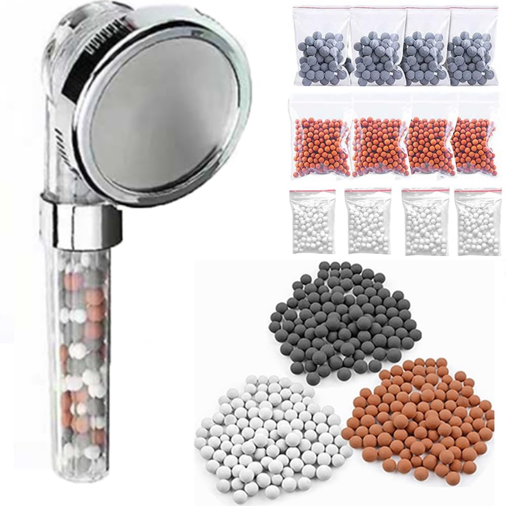 Mineral Balls Negative Ion Replacement Bio-Active Stone Packs Ionic Shower Head Beads Ion Mineral Ball for Stone Shower Head Hard Water Softening Filtration Impurities and Hard Water (12)