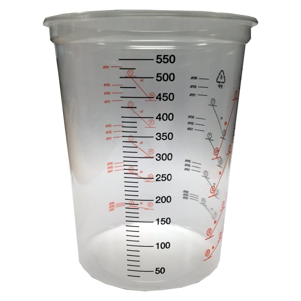 600ml Clear Plastic Mixing Cup - 10pk - No Lid