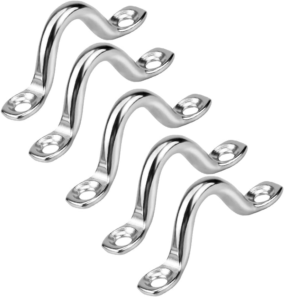 pingyue Pad Eye Straps for Bimini Boat Top Pack of 5 Stainless Steel Bimini Boat Top PAD Eye for Eye Straps, Tie Down, Kayak Deck Loops