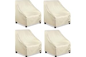 NettyPro Patio Chair Covers 34 Inch Waterproof 600D Heavy Duty Outdoor Seat Covers Set 4, Beige