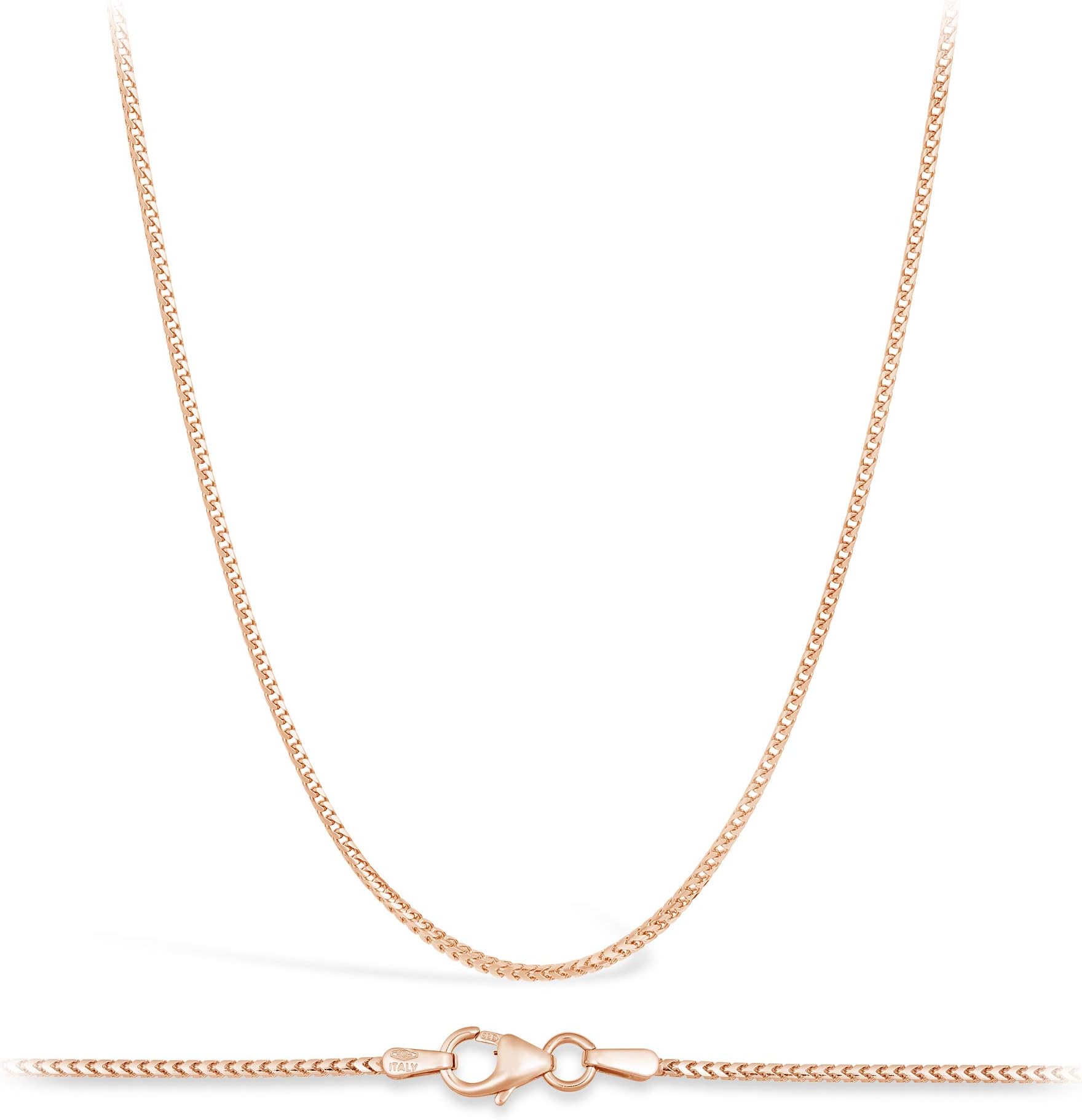 14 Carat/585 Red Gold 1.3 Mm Wide Rectangular Pipe Franco Chain Various Lengths