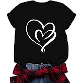 Valentines Day Shirts for Women Cute Love Heart Shirts Tee Tops Short Sleeve Tshirt Valentines Gifts for Her