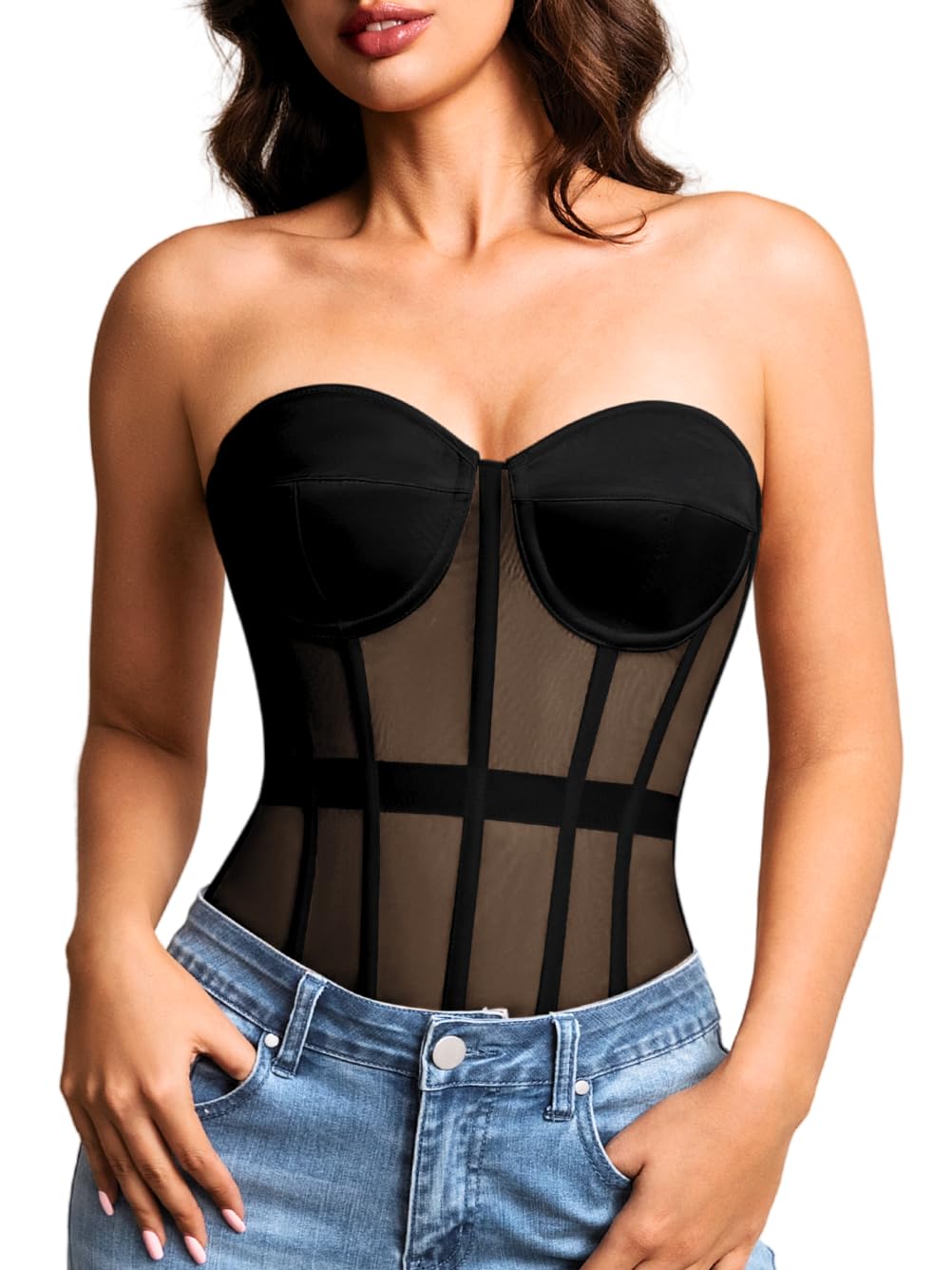 Sheree Burgundy Satin/Taffeta Embroidered Overbust Corset