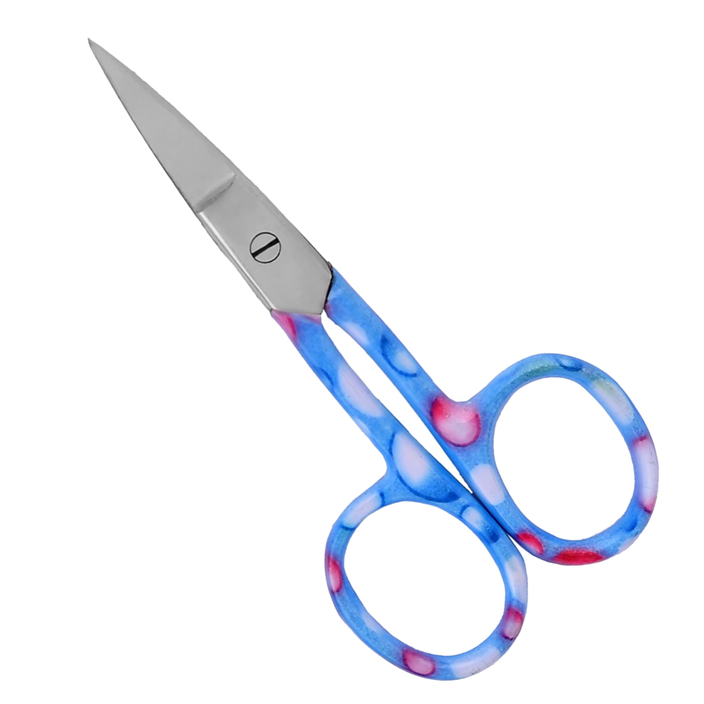 ASM Premium Nail Scissors Curved Manicure Cuticle Scissors - Heavy Duty Cuticle Trimmer for Eyebrow, Beard & Nose Hair Trimming 4" - Ideal Christmas Gifts for Women & Men (Blue Bubble)