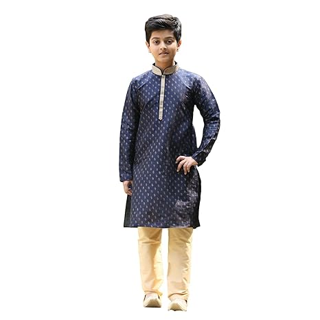 Floral Print Kurta and Churidar Set For Boys