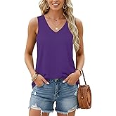 JROWI Womens Tank Tops V Neck Summer Casual Sleeveless Cotton Tee Shirts
