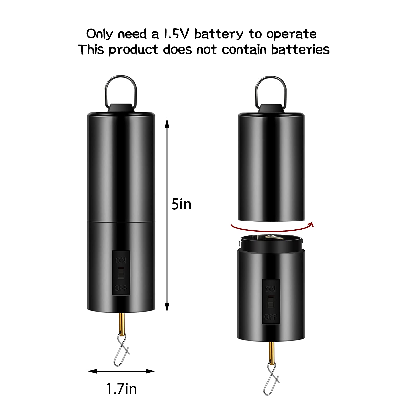 1 Piece Hanging Black Rotating Motor Wind Spinner Mobile Battery Operated Motor Multi-Purposes Rotatable Hook for Garden Decoration Accessory Supplies