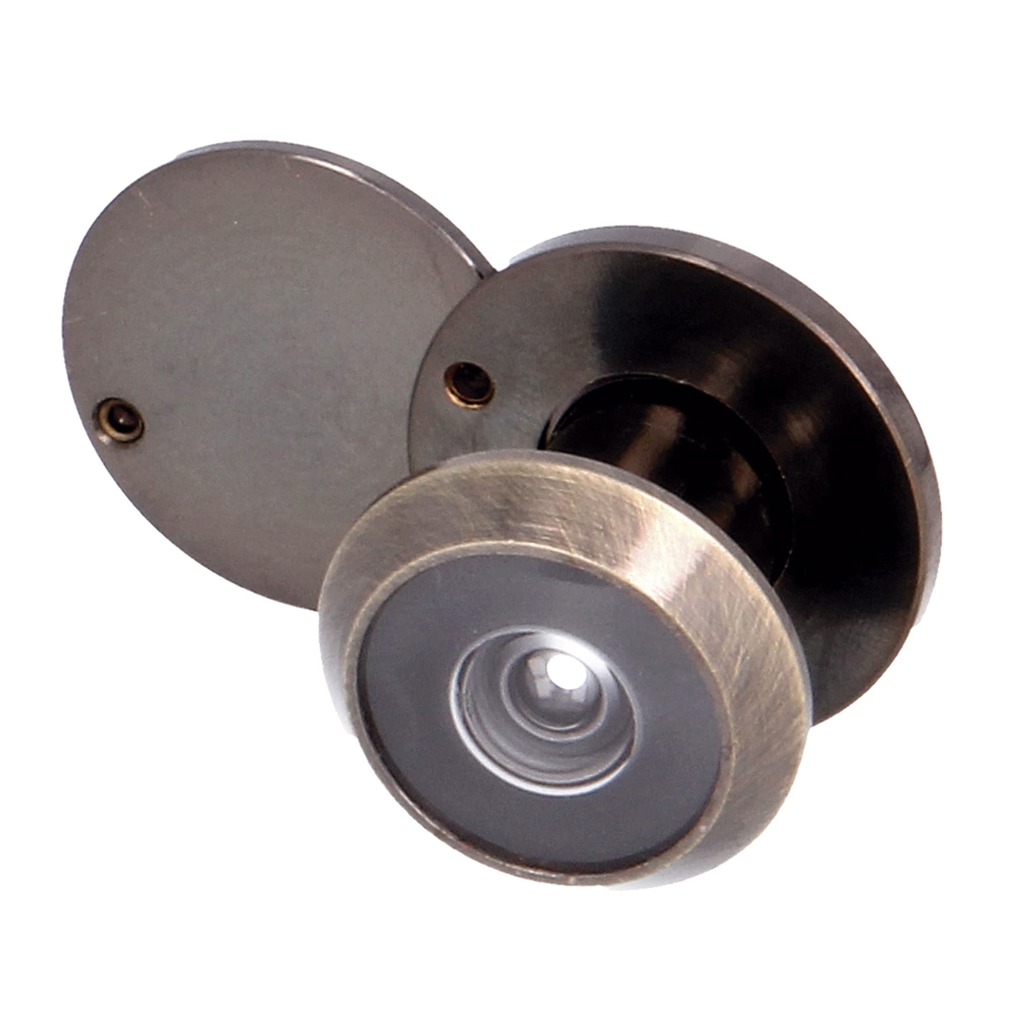 Amig - Door Viewer | Super Angle Lens | for Interior and Exterior Entrance Doors | Leather Colour | Brass | Dimensions: Diameter 14 mm | Door Thickness 15-25 mm