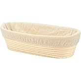 Stormshopping 11.8 inch Oval Long Banneton Brotform Bread Dough Proofing Rising Rattan Basket & Liner