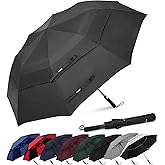 G4Free 62 Inch Portable Golf Umbrella Large Oversize Double Canopy Vented Windproof Waterproof Automatic Open Stick Umbrellas for Men Women(Black)