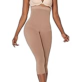 CURVEEZ High Waist Compression Pants - Anti Cellulite Shapewear Tummy Control Capri Leggings - Fajas Colombianas (Plus and Regular Sizes) (No Open Crotch, 3X-Large, Mocha)