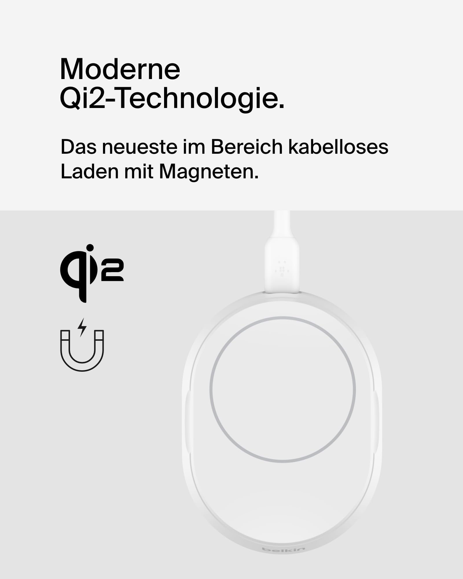 Belkin BoostCharge Pro induktive Ladestation 15W, Qi2-Ladegerät, kabelloses Ladegerät, kompatibel mit MagSafe, kabelloses Qi2-Ladestation für Apple iPhone 16/15/14/13/12, inkl. 20-W-Netzteil – Weiß 6
