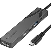 SABRENT Multi-Port USB-C Hub with Power Delivery, HDMI Out, 3 USB A Ports, 4K@60Hz, 90W PD, Aluminum [HB-SHPU]