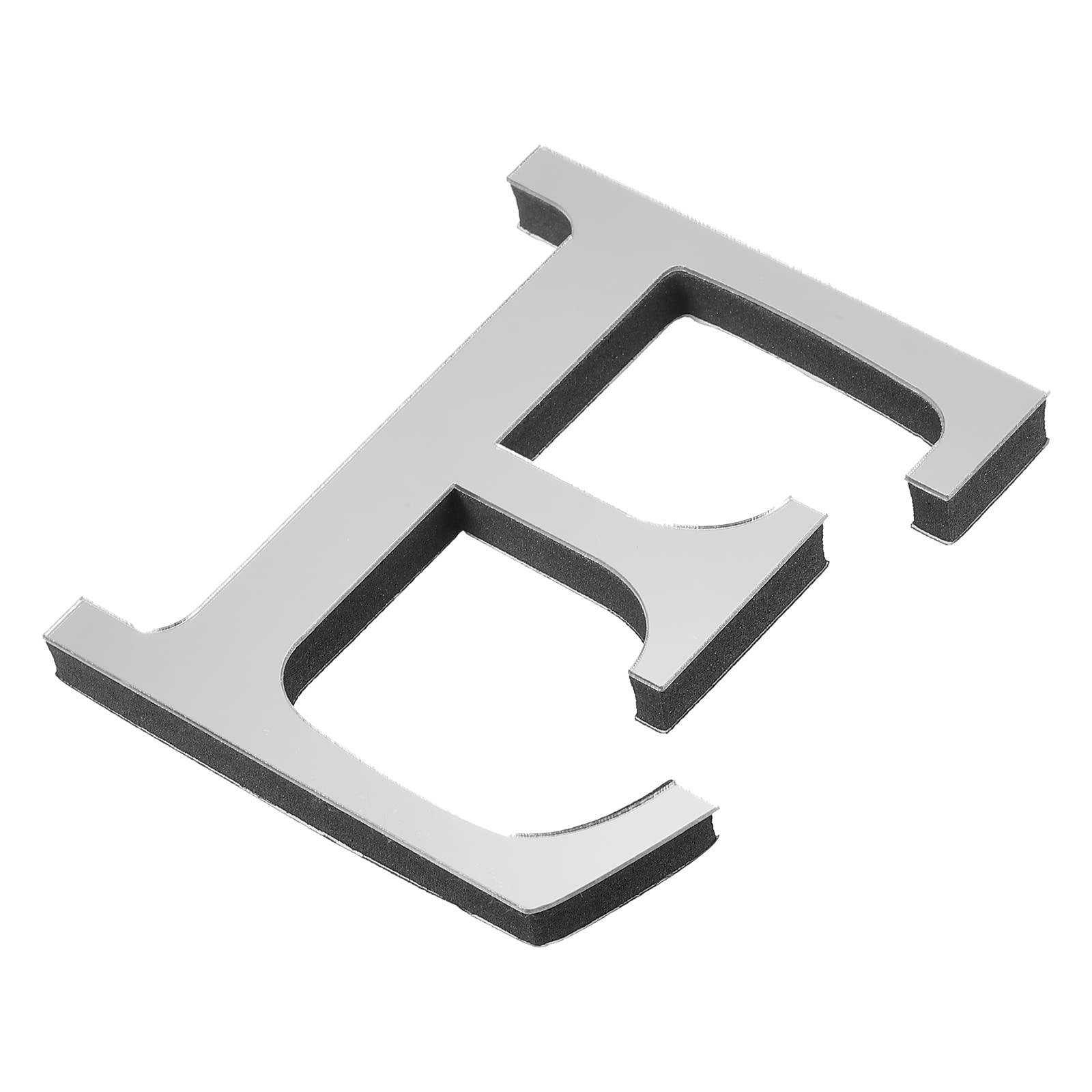 Photo 1 of PATIKIL 3D Acrylic Alphabet Mirror Wall Stickers Letter E Self-Adhesive Home Decor Letter Sign Art Sticker Decal for DIY Home Decoration Silver Tone