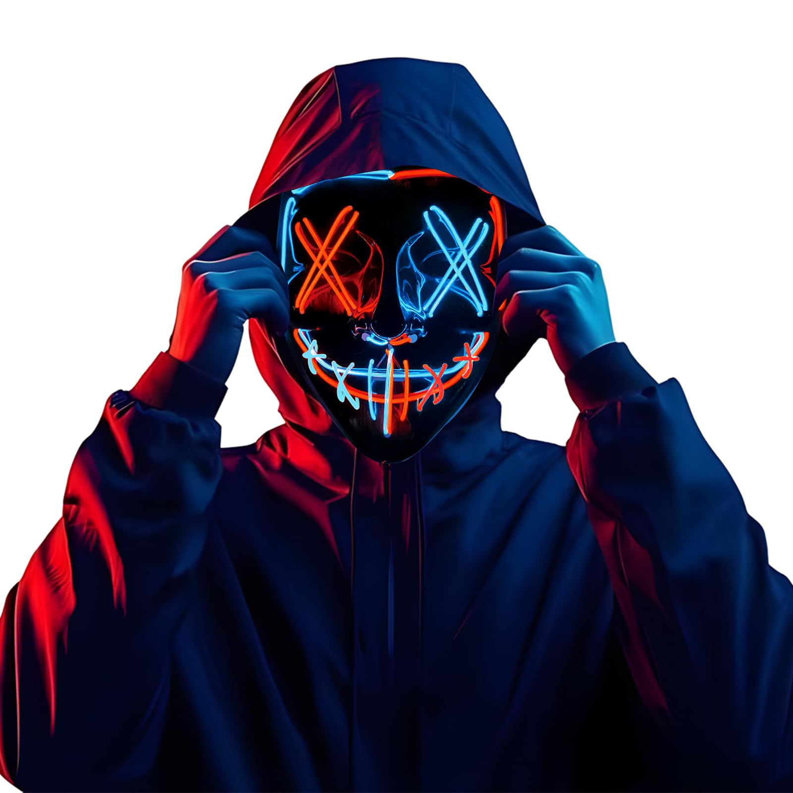 AMANKA Halloween Masks,Scary LED Purge Mask,Two-Color Luminous mask,for Halloween Face Masks,Kids Men Women Festival Cosplay,Masquerade Parties