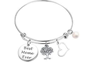 MAOFAED Meme Gift Bracelet Gift for Meme Best Meme Ever Grandma Expandable Wire Bangle Bracelet Grandma Gift