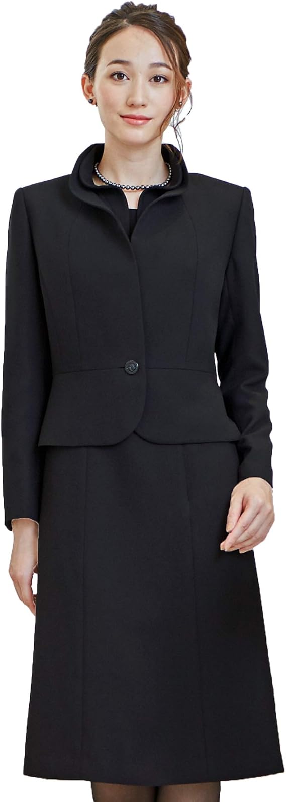 Amazon ビーギャラリー アンサンブル 前開き フリル 立ち衿 スーツ 通年 レディース ブラックフォーマル 9号 17号 ワンピーススーツ 通販