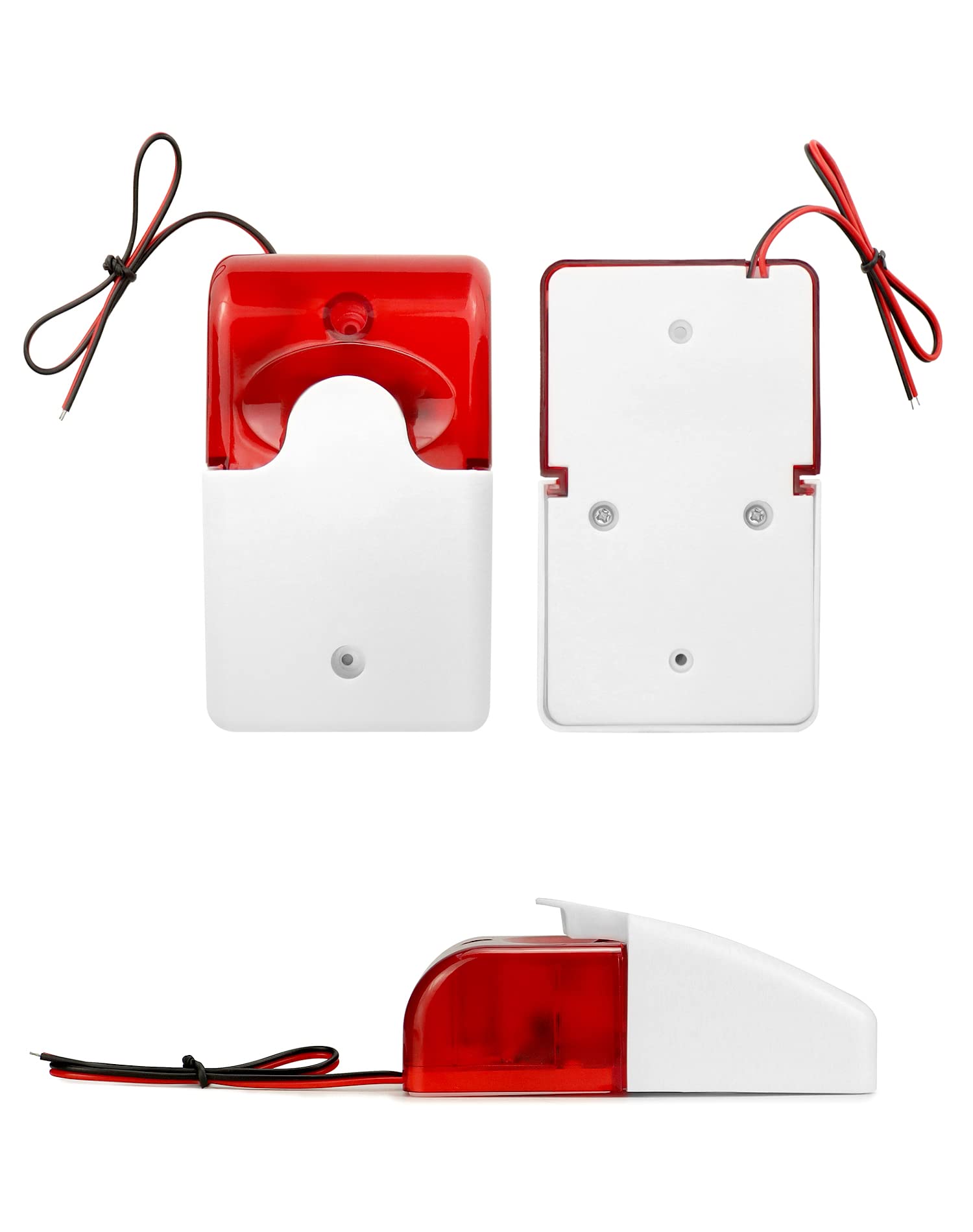 QWORK Electric Security Siren, DC9 to 12V Wired Strobe Siren with Red Light, Sound, and Flash Buzzer for Home Security Alarm System