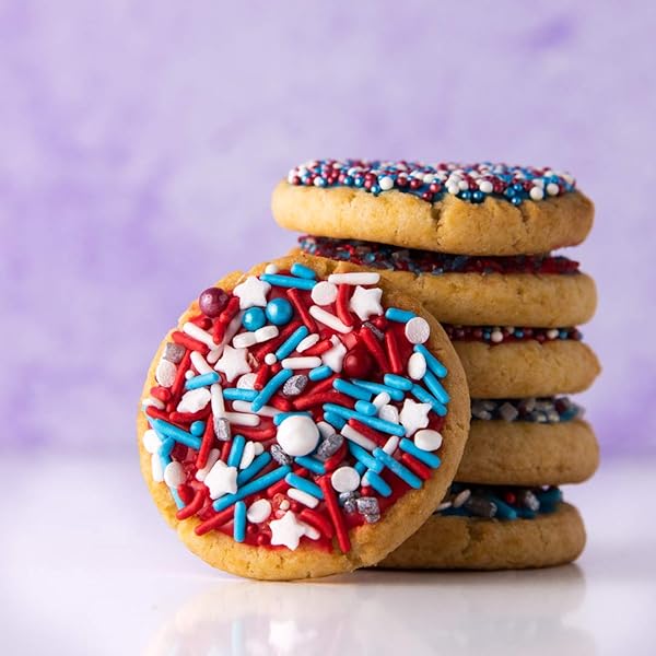 SWEETS INDEED SPRINKLES, EDIBLE SPRINKLE MIX, PERFECT FOR CAKE DECORATIONS, BAKING, ICE CREAM, COOKIES, CUPCAKE TOPPER (PATRIOTIC)