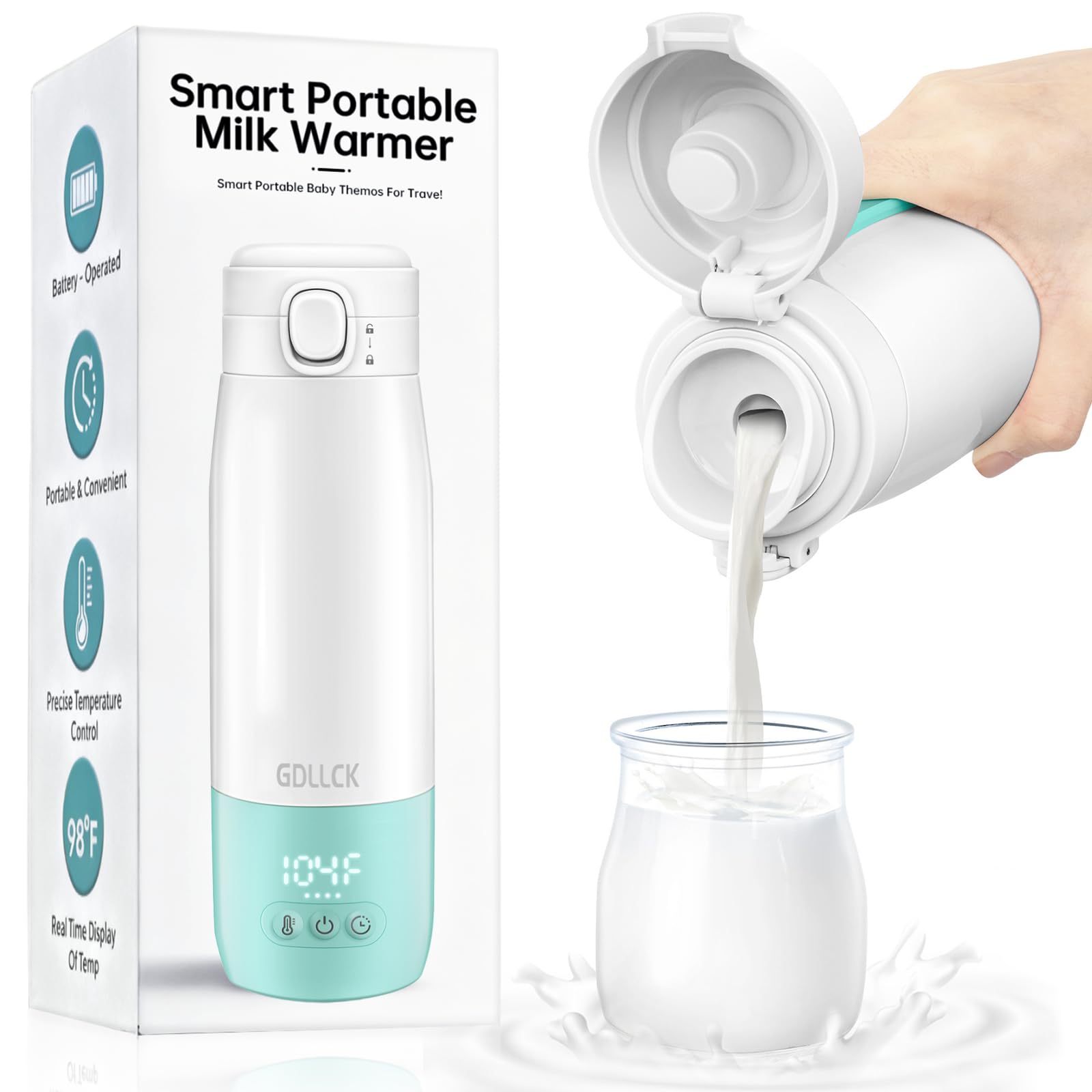 Photo 1 of Portable Travel Baby Bottle Warmer: 12oz Large Capacity Bottle Warmer for Breastmilk - 55W Fast Heating of Breastmilk and Formula - LED Display and Safety Lock - Suitable for New and Pregnant Mothers