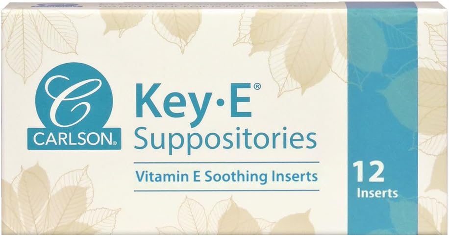 Carlson - Key-E Suppositories, 30 IU Vitamin E Suppository, Lubricates Dry Areas, Treatment for Women and Men, Vaginal & Rectal, 12 Count: Health & Personal Care