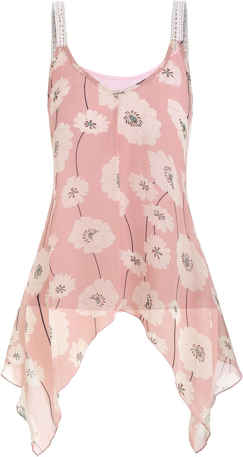 KCatsy Plus Size Camisole and Floral Chiffon Tank Top