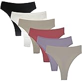 Amwounu High Waisted Cotton Thongs Underwear For Women Breathable Sport Athletics Panties High Rise Plus Size Multipack