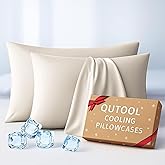 Premium Cooling Pillowcases King Size Set of 2 for Hot Sleepers&Night Sweats Beauty Sleep Reduces Wrinkles&Frizz Softer Than Silk Pillow Cover Oeko-TEX Certified Champagne Breathable