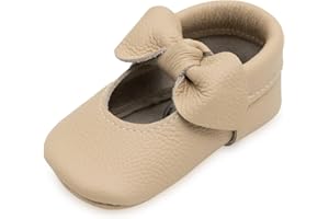 BirdRock Baby Bow and Knot Moccasins - Genuine Leather Baby Girl Shoes