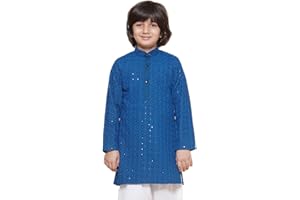 AJ DEZINES Kids Cotton Sequined Kurta for Boys - Ethnic wear |Indian Chikankari Kurta for Boys